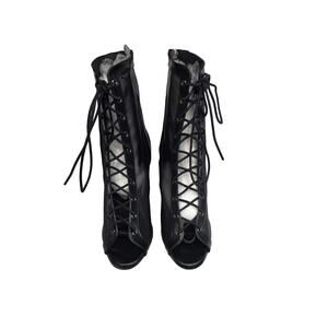 Dance & Sway Black Mesh Lace-Up Dance Heels Boots Size 8.5 3” Heel NWT